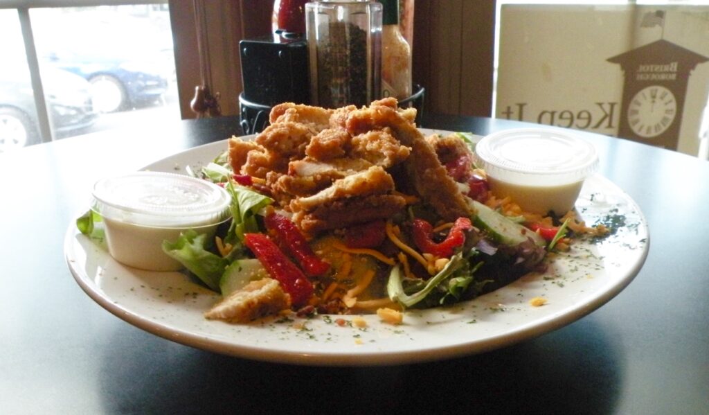 The Big Salad - with Crispy Buffalo Chicken at The Pines Tavern Bristol PA