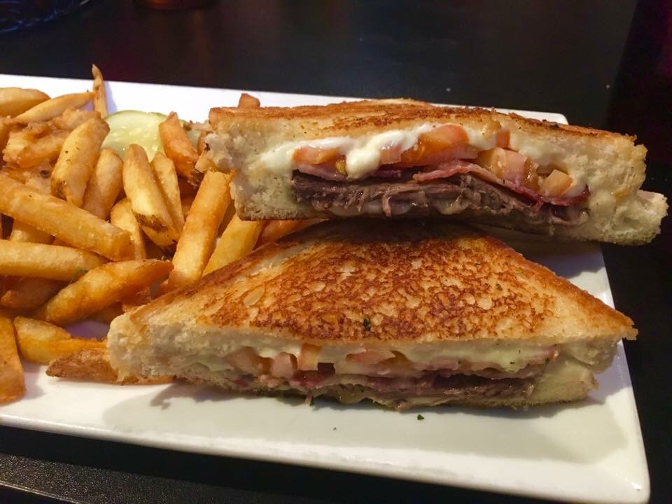 Stop Short Grilled Cheese- Short Rib, Tomato, and Applewood Smoked Bacon on Texas Toast at The Pines Tavern Bristol PA