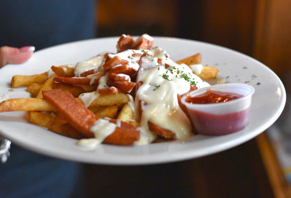 Pork Roll Fries with Queso Sauce and Sriracha Ketchup at The Pines Tavern Bristol PA