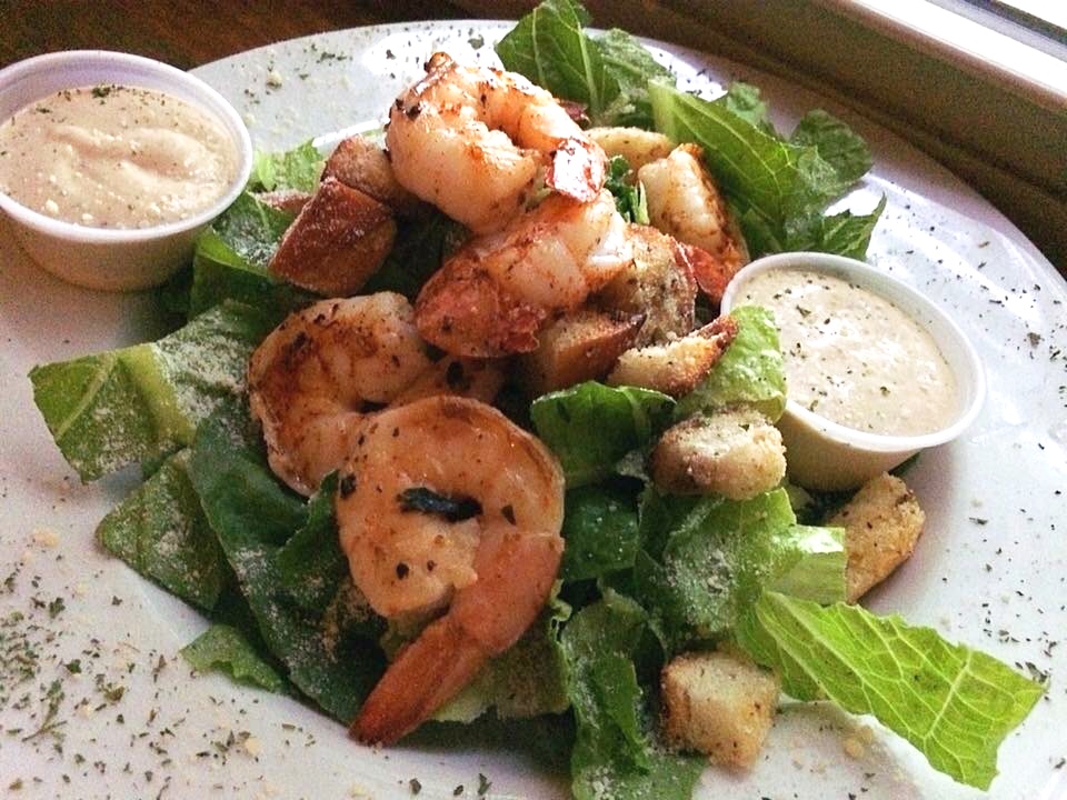 Cesar Salad with Cajun Shrimp at The Pines Tavern Bristol PA